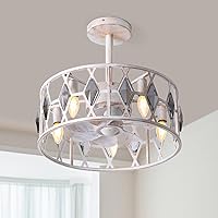 Ceiling Fans with Lights - Small Caged Ceiling Fan with 5 Lights Retro White, 18