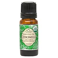 US Organic Citronella Essential Oil, Certified Organic, Pure & Natural, Improved caps and droppers. Used for Skin Care, DIY Projects Like Candle Making and Much More (10 ml.33 fl oz)