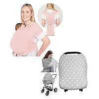 Keababies Baby Wraps Carrier, D-Lite Baby Wrap and Baby Car Seat Cover - Easy-Wearing, Adjustable Baby Sling Carrier Newborn to Toddler - Car Seat Covers for Babies
