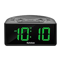 Digital Alarm Clock Radio for Bedroom with AM/FM Radio, Earphone Port, Easy to Read 1.4” LED Digits, Preset, Sleep Timer, Dimmer, Snooze and Battery Backup, Plug-in/Battery Powered