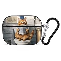 Cat Toilet Reading Newspaper Design Case Compatible with AirPod Pro Case 2019 with Keychain Shockproof Protective
