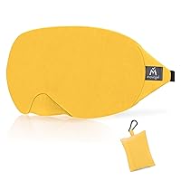 Mavogel Cotton Sleep Eye Mask - Breathable Light Blocking Sleep Mask, Soft Comfortable Night Eye Mask for Men Women, Eye Cover for Travel/Sleeping/Shift Work, Includes Travel Pouch (Yellow)