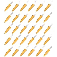 Senzeal 30Pcs Corn Holders Stainless Steel Corn on The Cob Skewers Non Slip Corn Cob Holders BBQ Forks Skewers Heat Resistant Sweetcorn Holder for Home Party Camping Cooking Outdoor Barbecues Picnics