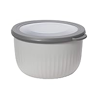 Oggi Prep, Store & Serve Plastic Bowl w/See-Thru Lid- Dishwasher, Microwave & Freezer Safe, (1.4 qt) Lt Gray w/Dk Gray Lid