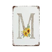 Sunflower Initial Letter M Monogram Personalized Metal Wall Decorations for Living Room Laundry 8
