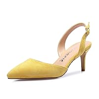 Castamere Pointed Toe Slingback Pumps Womens Mid Kitten Heel Closed Toe Low Heel Sandals 6 CM Heeled