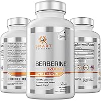 Smart Nutra Labs Premium Berberine HCL 1200mg- 180 Vegan Capsules, 100% Pure Berberine Supplement- Non-GMO, Gluten Free