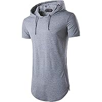 jeansian Men's Casual Short Sleeves T-Shirt Drawstring Hoodies JZA028