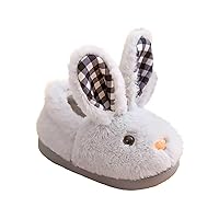 Kids Rabbit Shoes Baby Flat Sole Warm Thicken Slippers Toddler Furry Flannel Home Shoes Children Solid Color Bubby House Shoes