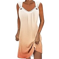 Women's Sleeveless Tank Dress Fashion Cami Sundress Loose Summer Short Tshirt Dresses Gradient Casual Sun Dresses