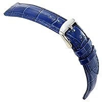 18mm deBeer Baby Crocodile Grain Dark Blue Padded Stitched Watch Band Strap