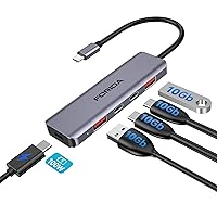 USB C Hub, 10Gbps USB C Splitter for Laptop, 2 USB C 3.2 and 2 USB A 3.2 Data Ports, 100W Power Charging, for MacBook Air/Pro, Surface Pro, XPS, PC, Flash Drive, iPhone 15/15 Pro/15 Pro Max