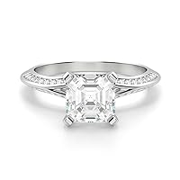 Riya Gems 2.50 CT Asscher Infinity Accent Engagement Ring Wedding Eternity Band Vintage Solitaire Silver Jewelry Halo Anniversary Praise Ring