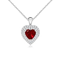 925 Starling Silver Ruby Heart-Shape Vintage Pendant With 18
