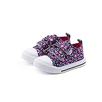 Toddler Girls Boys Shoes Kids Canvas Sneakers with Cartoon Print Adjustable Velcro Strap