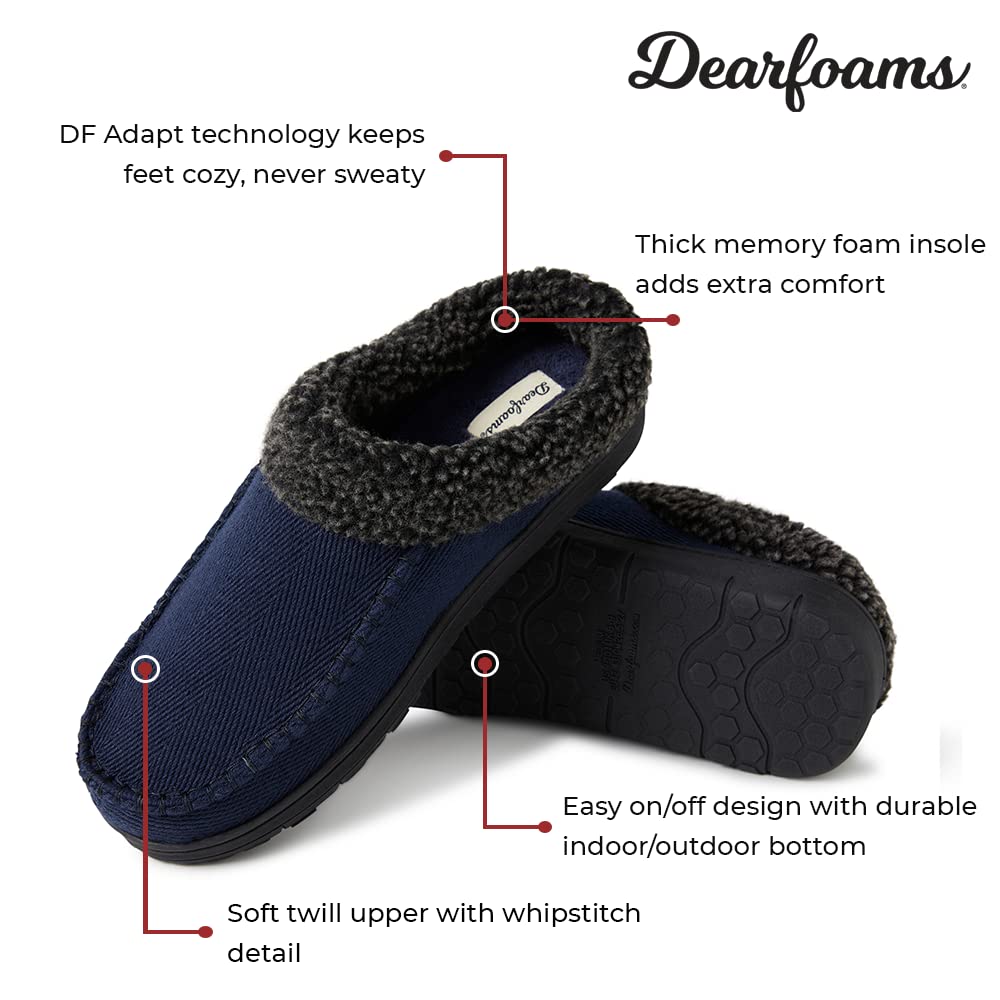 Dearfoams Men’s Brendan Indoor/Outdoor Breathable Memory Foam Clog House Shoe with Wide Widths Slipper