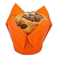 Restaurantware Panificio Premium 4 oz Orange Paper Tulip Baking Cup: Paper Baking Cups Perfect for Muffins Cupcakes or Mini Snacks - Greaseproof - Disposable and Recyclable - 200ct Box