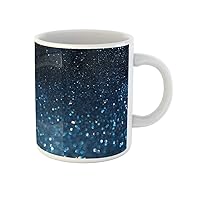 Coffee Mug Silver Christmas Blue Defocused Lights Sparkle Abstract Shiny Bling 11 Oz Ceramic Tea Cup Mugs Best Gift Or Souvenir For Family Friends Coworkers