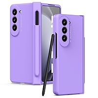 Case for Samsung Galaxy Z Fold 5 360 Full Body Shockproof Protective Cover Built-in Screen Protector with S Pen Holder (Purple,Z Fold 5)