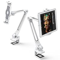 AboveTEK iPad Desk Mount, Multi-Angle Adjustable iPad Clamp Holder, 360° Swivel Arm Aluminum Tablet Stand, Fits 4