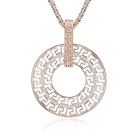 Ouran Long Necklace for Women,Geometric Pendant Necklace for Girls Rose Gold and Silver Necklace with CZ Crystal Chain Necklace