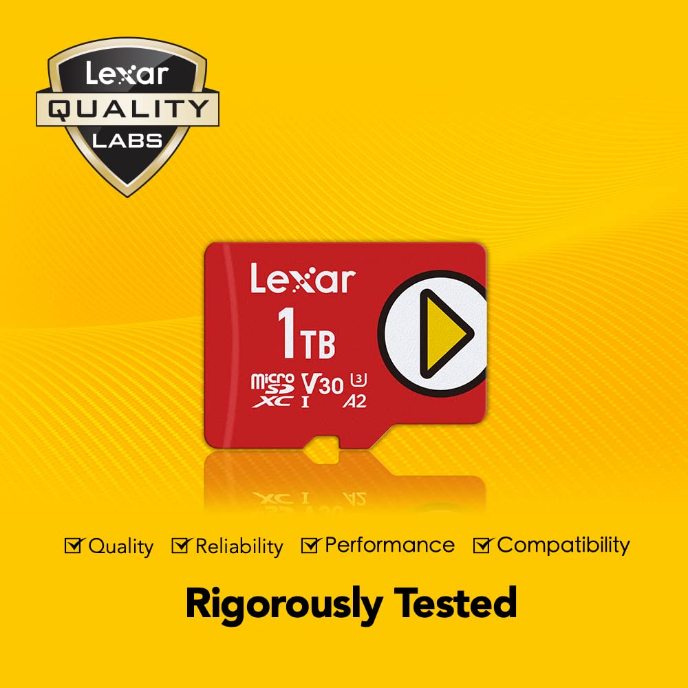 Lexar PLAY 1TB microSDXC UHS-I Micro SD Memory Card, C10, U3, V30, A2, Full-HD Video, Up To 150MB/s, Expanded Storage for Nintendo-Switch, Gaming Devices, Smartphones, Tablets (LMSPLAY001T-BNNNU)