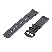 Clockwork Synergy - 26mm 2 Piece Classic Nato PVD Nylon Grey Replacement Watch Strap Band