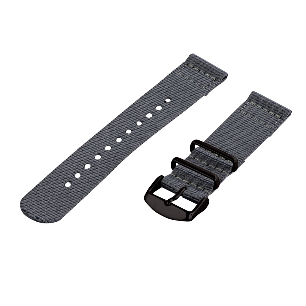 Clockwork Synergy - 28mm 2 Piece Classic Nato PVD Nylon Grey Replacement Watch Strap Band
