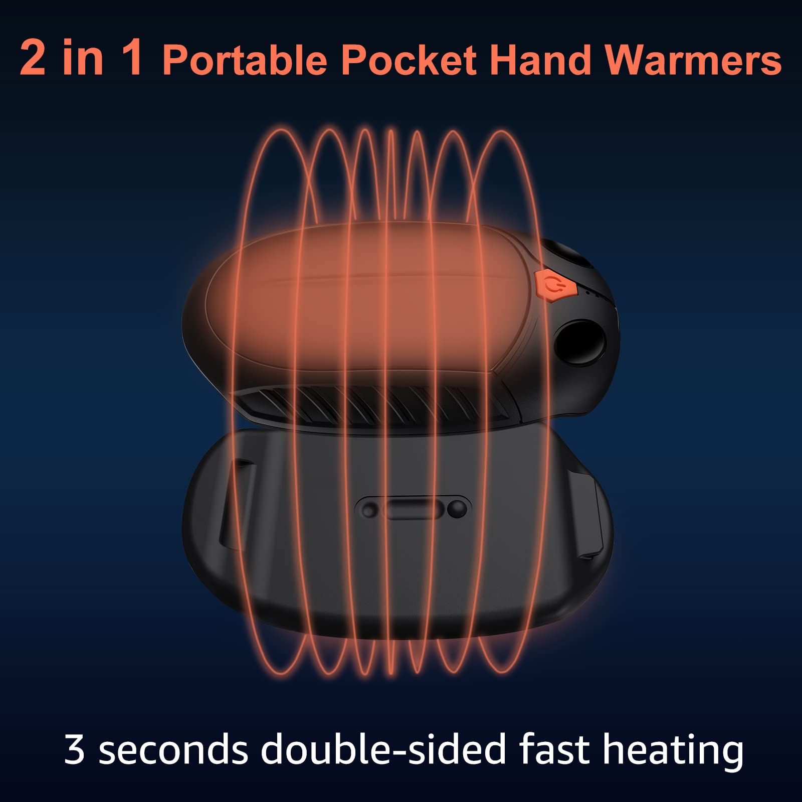 Hand Warmers Rechargeable, 2 in 1 Electric Handwarmers with 12Hrs Long Heating, Quick Charge Portable Pocket Hand Warmer Great Gift for Christmas Outdoors, Hunting, Golf, Camping