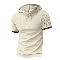 Men's Muscle V Neck Polo Shirts Slim Fit Shirt Short Sleeve Golf T-Shirts Stripe Retro Soft Casual Tee