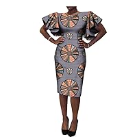 African Fabric Dresses for Women Girls Prime Party wear Trumpet Sleeve Sexy Fashion