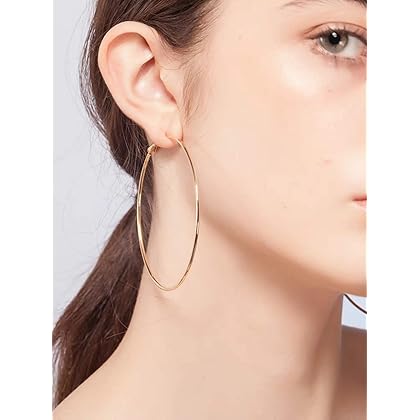 Cocadant Big Gold Hoop Earrings for Women Girls,Dainty 14k Gold Hypoallergenic Rose Gold Silver Hoop Earrings with 925 Sterling Silver Post,Stainless Steel Large Hoop Earrings
