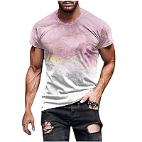 Mens Short Sleeve Muscle T Shirts Hipster Hip Hop Marble Print Shirt Gym Workout Tees Athletic Shirt Streetwear Tops