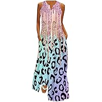 Sequin Dress for Women Summer Casual V Neck Sleeveless Sundress Sparkly Glitter Loose Flowy Long Maxi Dresses