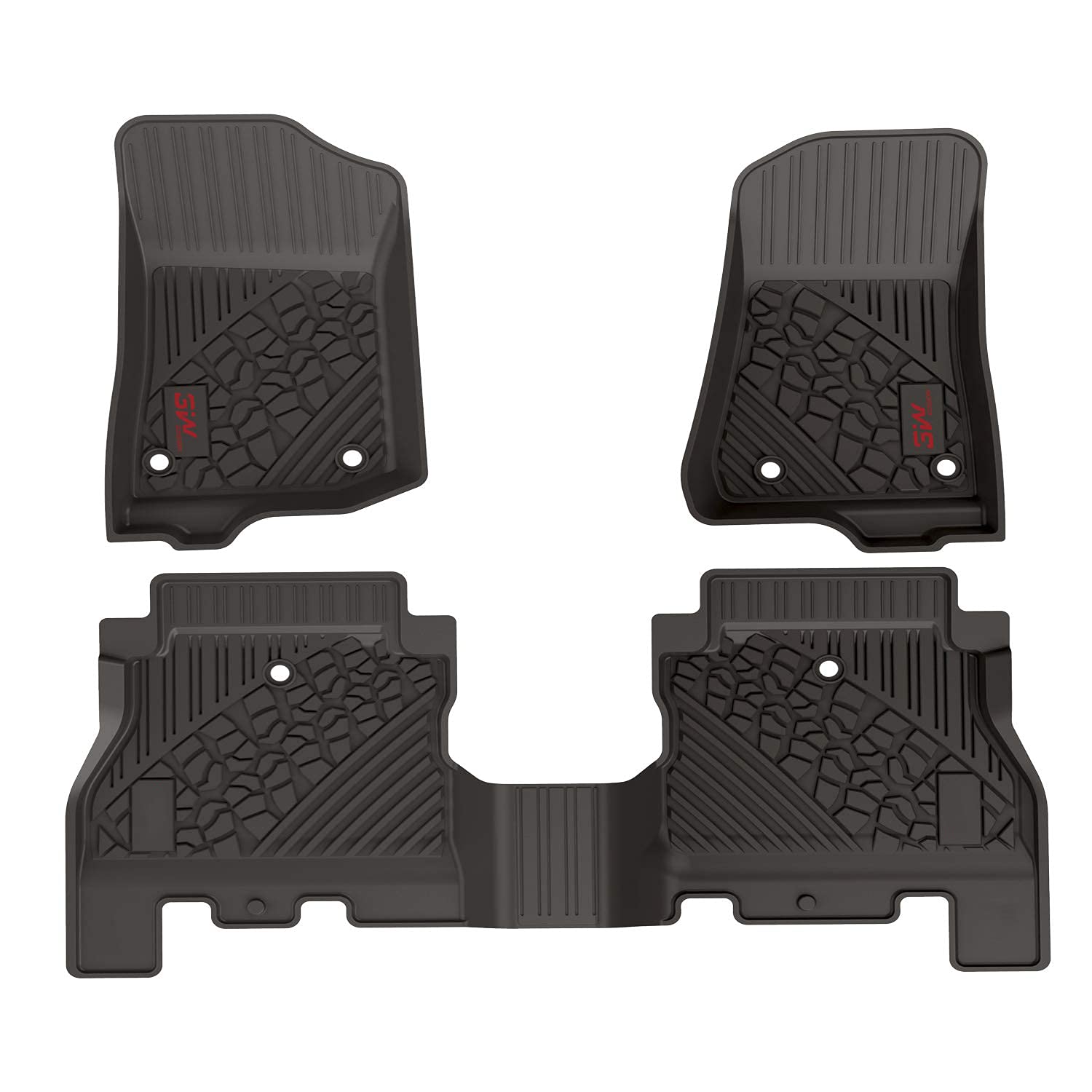 Mua 3W Floor Mats Compatible for Jeep Gladiator 2020-2023, Custom Fit TPE All  Floor Liner for Weather Jeep Gladiator,1st & 2nd Row Full Set Car Liners  with red Logo,Black trên Amazon Mỹ
