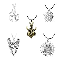 5 pcs Supernatural Necklace Dean Winchester Mask Pendant Necklace,Supernatural Merchandise Inspired Jewelry