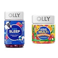 OLLY Kids Sleep Gummies, 0.5mg Melatonin, Multivitamin Gummy Worms, Vitamins and Minerals A, C, D, E, Bs and Zinc, 90 and 70 Count
