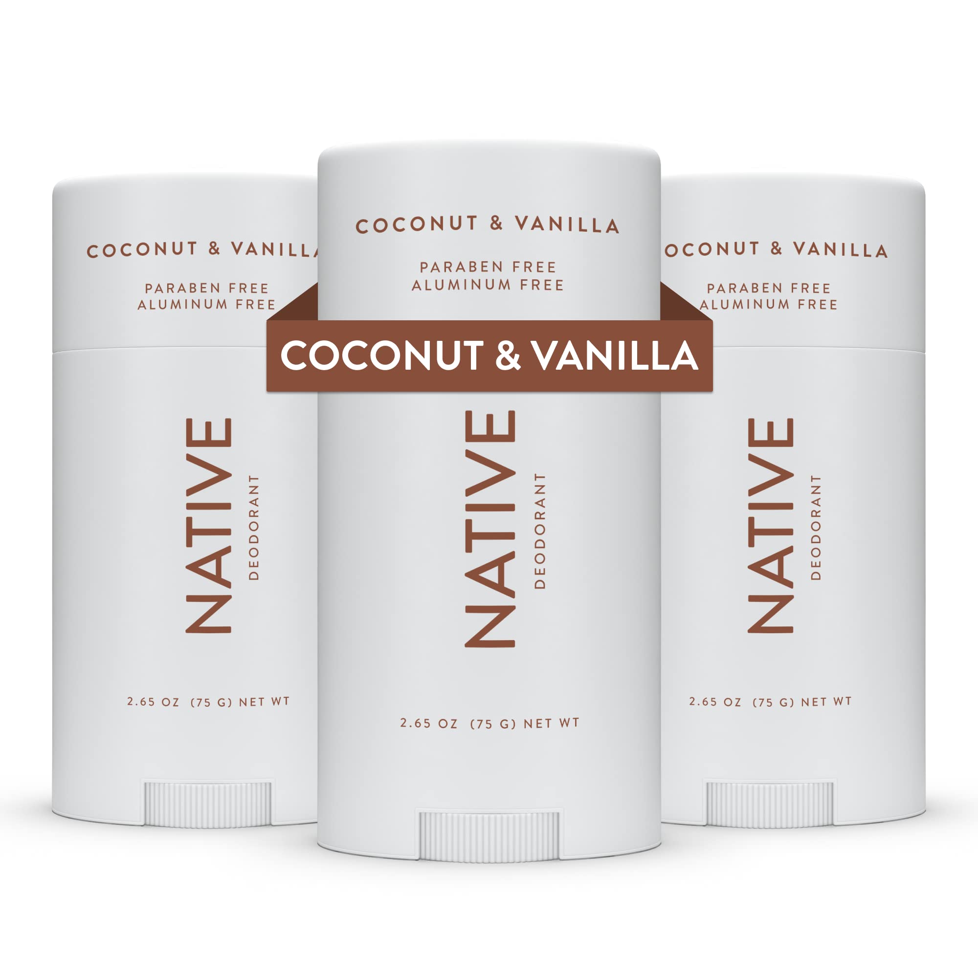 Native Deodorant | Natural Deodorant for Women and Men, Aluminum Free with Baking Soda, Probiotics, Coconut Oil and Shea Butter | Coconut & Vanilla - Pack of 3