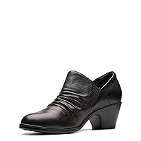 Clarks Women's Emily 2 Cove Pump, Black Leather, 6.5 Wide