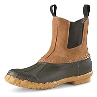 Guide Gear Men’s Pull On Insulated Leather Duck Boots Waterproof Rain Shoes, 400 Gram