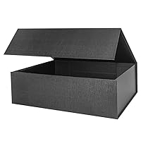 Upgrade 4PCS BLACK Hard Extra Large Gift Box with Lid,16.5 x13 x5.3 Inches, Magnetic Gift Boxes for Clothes Robe Wedding Dress Sweater and Gifts,Reusable Foldable Bridesmaid Proposal Box