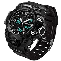 Men's Analog Sports Watch Military Watch Outdoor LED Stopwatch Digital Electronic Watches Large Dual Display Waterproof Tactical Army Watches for Men