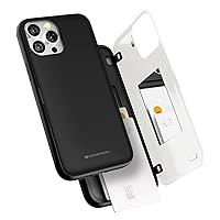 GOOSPERY Magnetic Door Bumper Compatible with iPhone 13 Pro Max Case, Card Holder Wallet Case, Easy Magnet Auto Closing Protective Dual Layer Sturdy Phone Back Cover - Black
