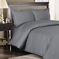 Royal Hotel Stripe Gray 3pc King/California-King Comforter Cover (Duvet Cover Set) 100-Percent Cotton, 600-Thread-Count, Sateen Striped
