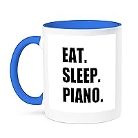 3dRose Eat Sleep Piano-Gift for Pianist Playing Musicians Music Black Text Two Tone Mug, 1 Count (Pack of 1), Multicolor