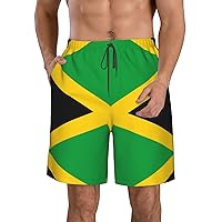 Jamaica Flag Print Men's Beach Shorts Hawaiian Summer Holiday Casual Lightweight Quick-Dry Shorts