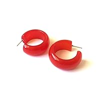 Cherry Red Hoops | Bold Moonglow Lucite Hoop Earrings