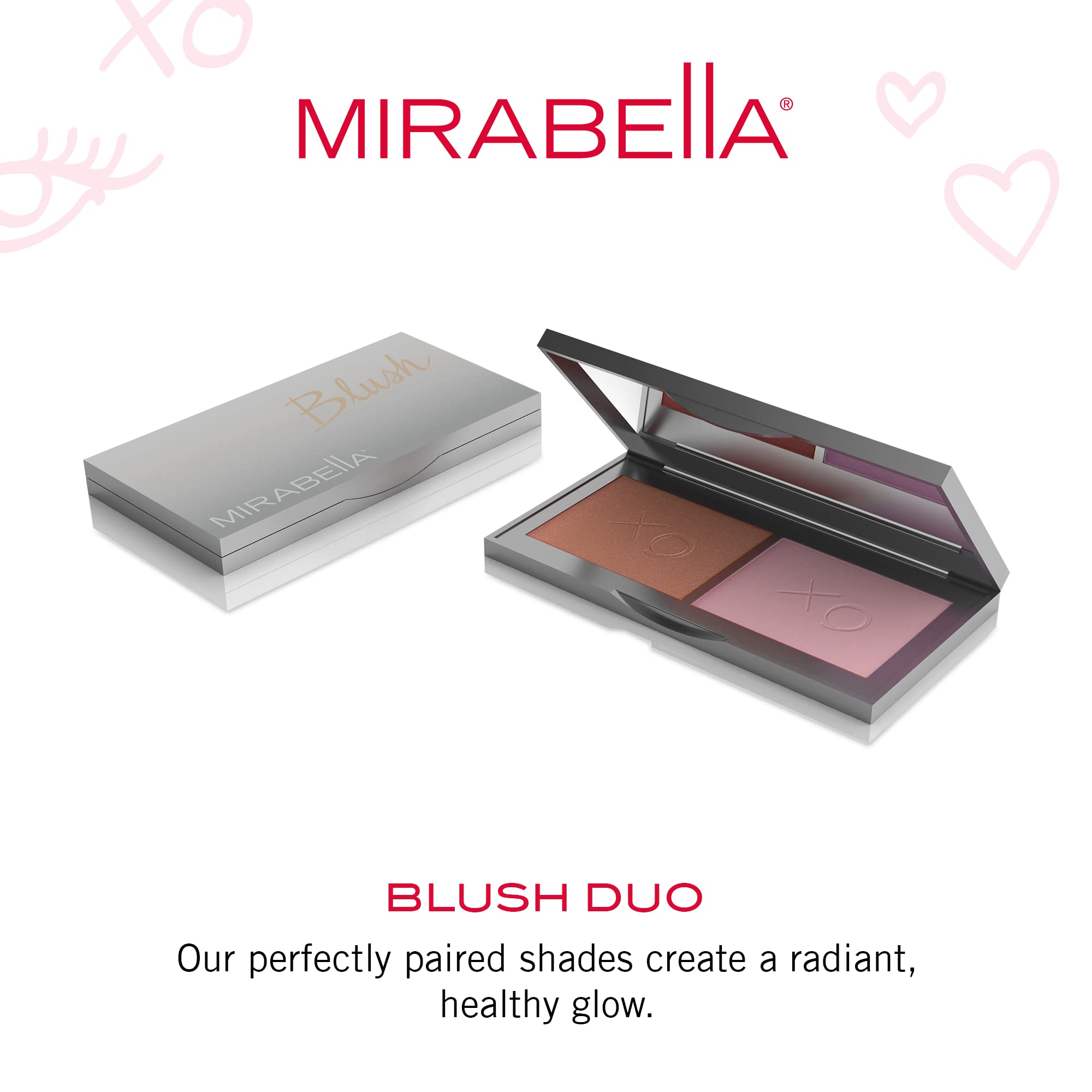 Mirabella Beauty Blush Duo, Beloved/Darling (Warm Red Brown / Matte Pink Mauve) - Mineral Pressed Powder for Cheeks - Professional, Compact & Easy-to-Apply Facial Makeup, Paraben & Talc-Free