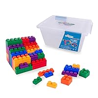 UNiPLAY UNiBOX Soft Building Blocks — Cognitive Development, Chewing Sensory, Toy Learning Stackable Blocks for Ages 3 Months and Up (126-Piece Set)