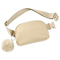 Mini Belt Bag with Adjustable Strap, Small Waist Pouch with 1pc Ball for Workout Running Travelling Hiking for Man or Woman, Khaki